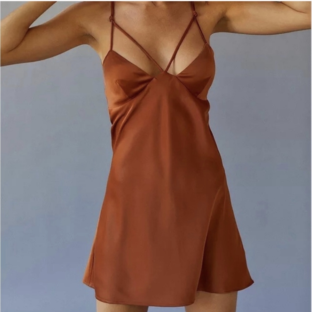 Satin Copper Urban outfitters Mini Dress